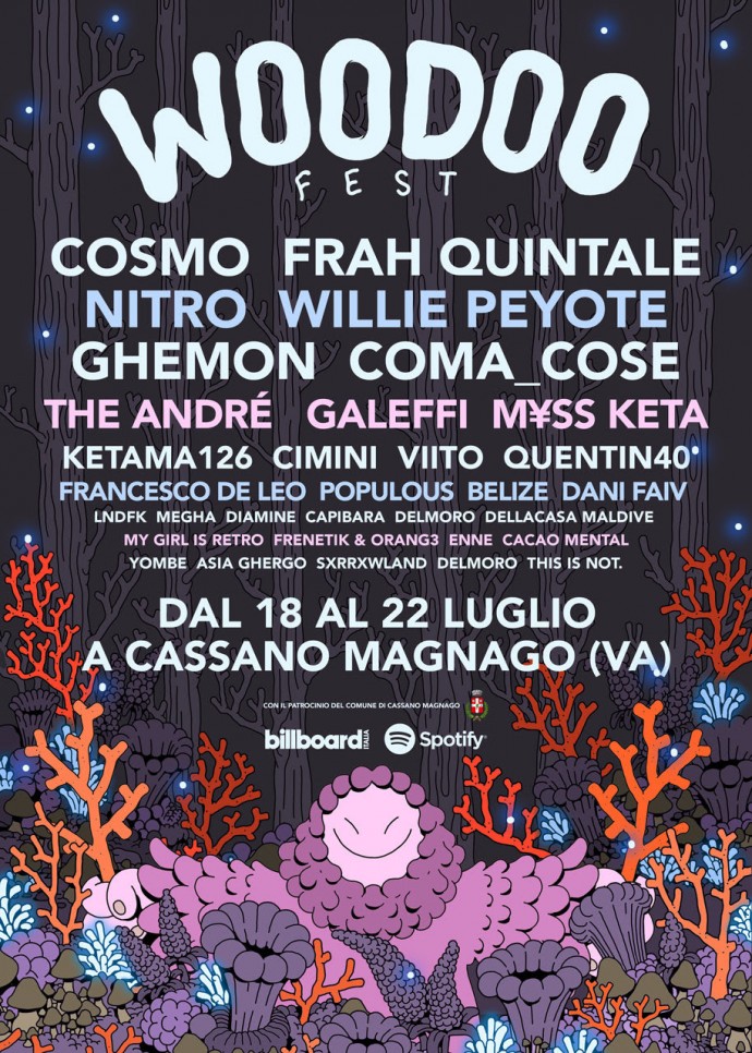 Woodoo Fest 2018, cast completo e tutte le novità di questa edizione: Cosmo, Nitro, Frah Quintale, Ghemon Willie Peyote, Coma_Cose e molti altri